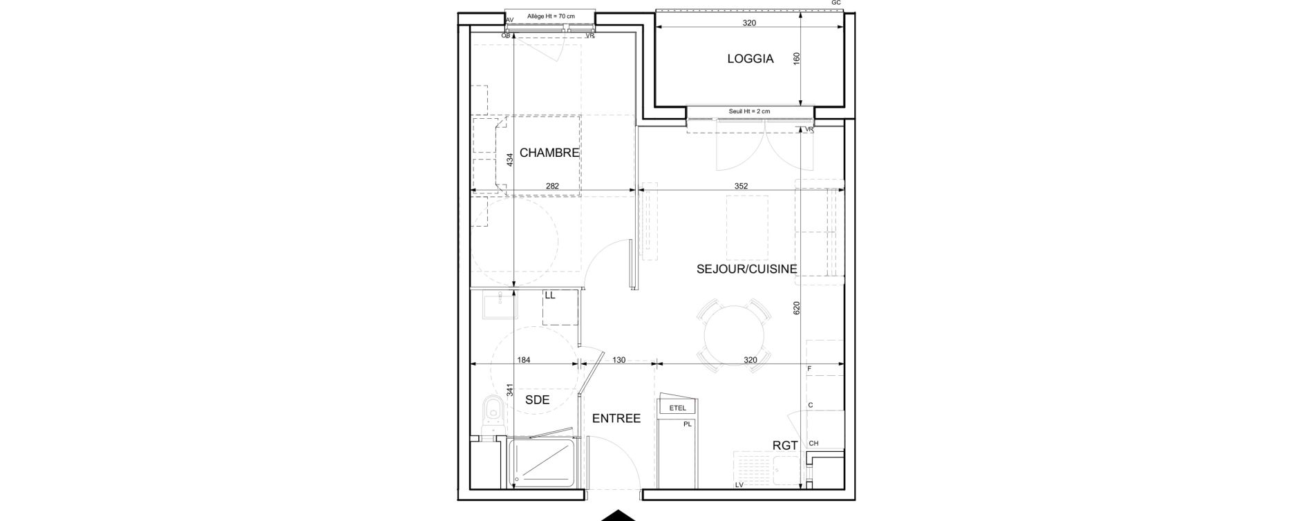 Appartement T2 de 42,37 m2 &agrave; Ifs Centre