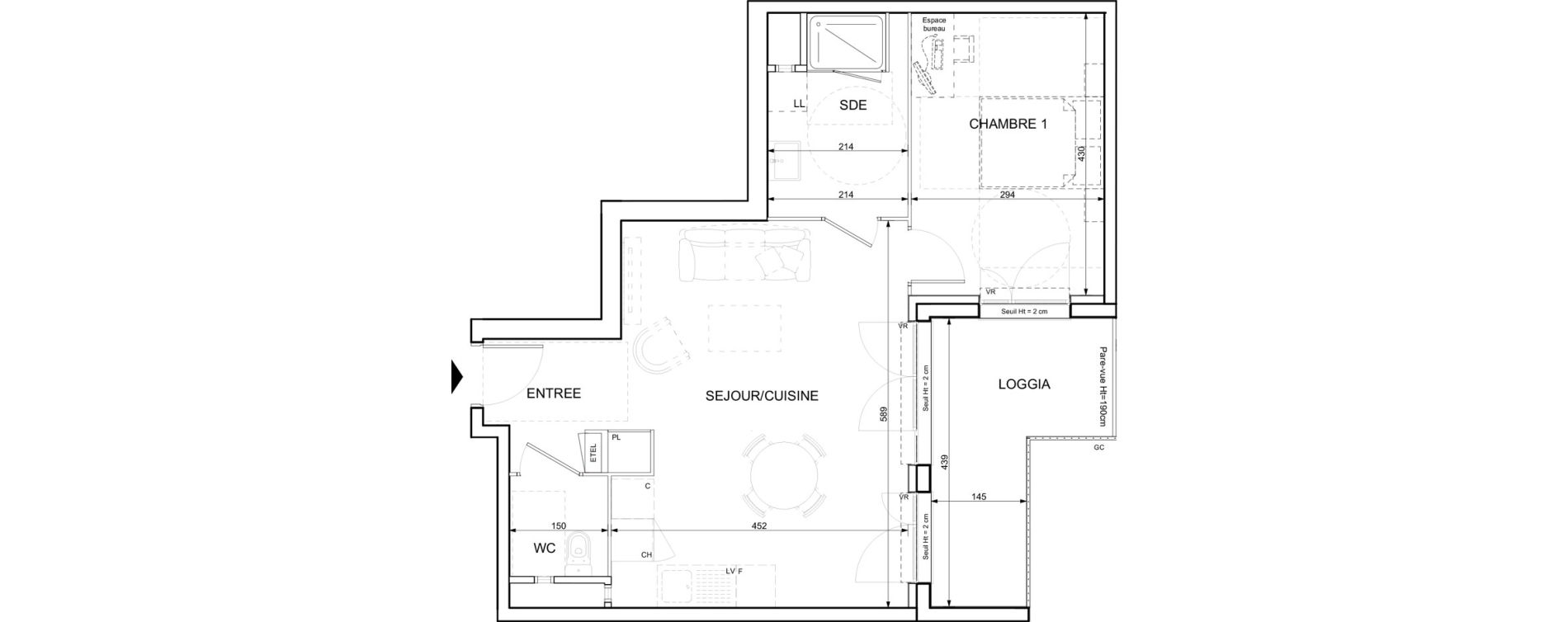 Appartement T2 de 51,11 m2 &agrave; Ifs Centre