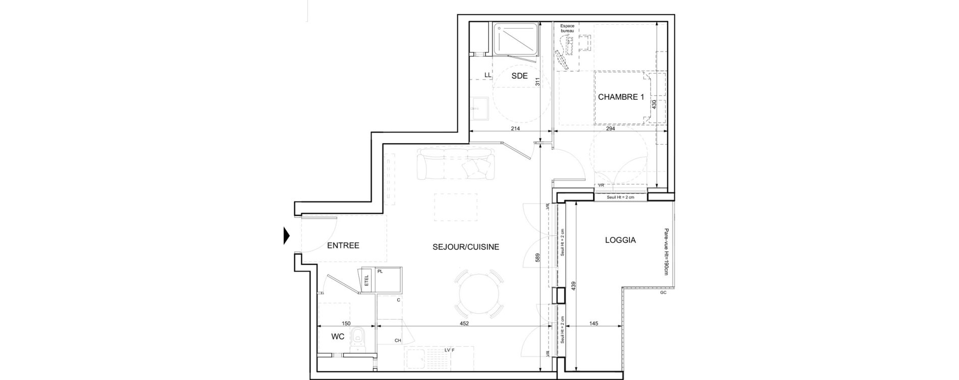Appartement T2 de 51,09 m2 &agrave; Ifs Centre