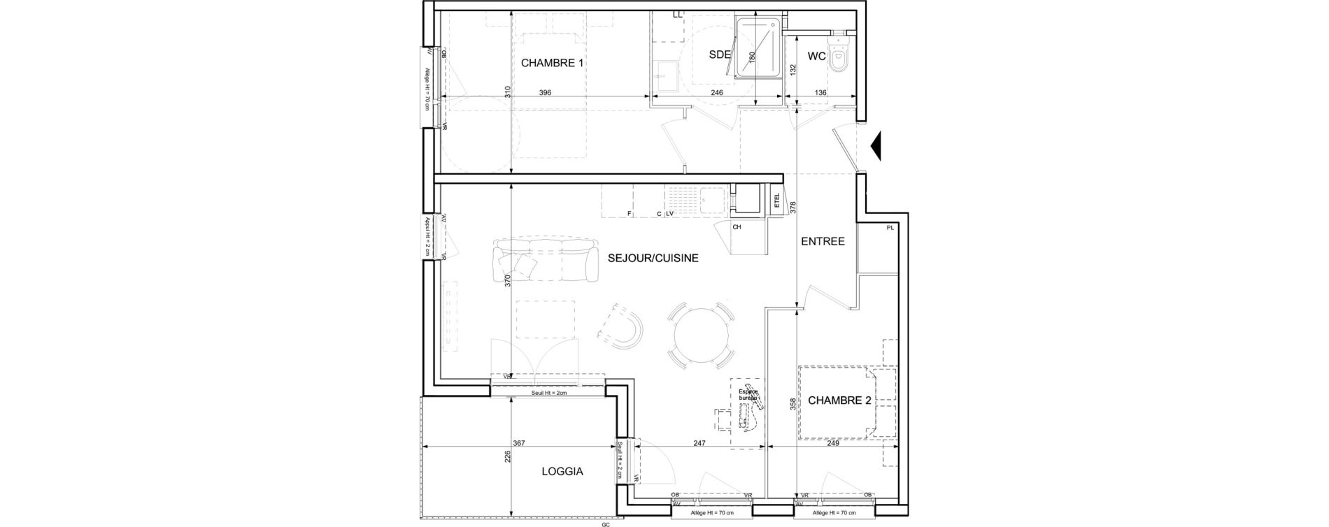 Appartement T3 de 65,57 m2 &agrave; Ifs Centre