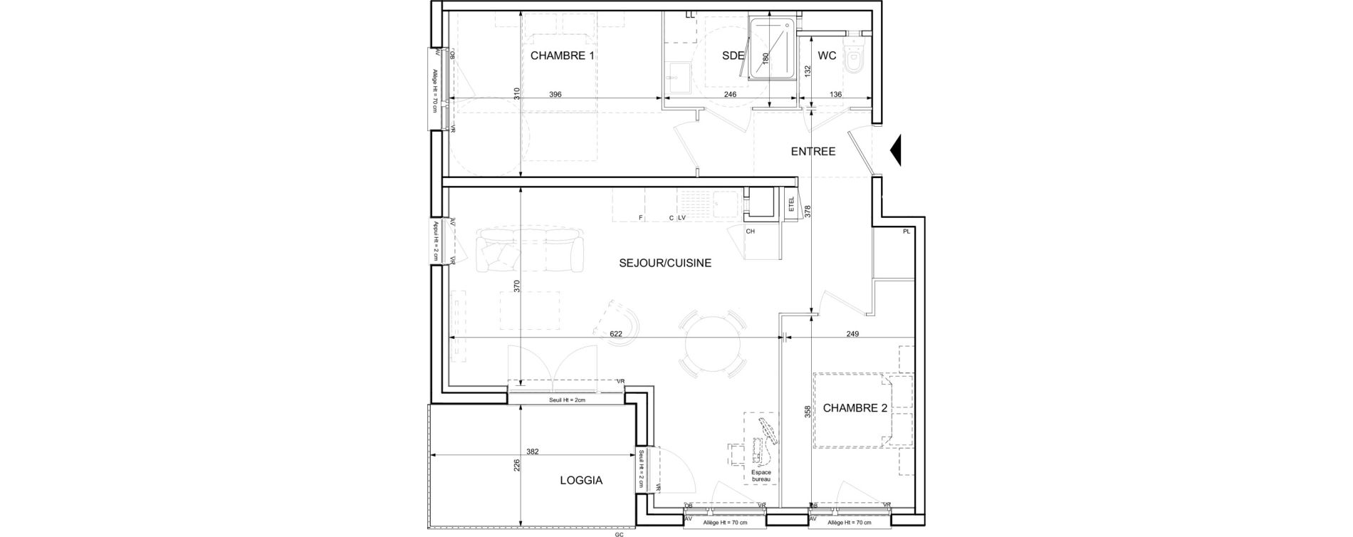 Appartement T3 de 65,23 m2 &agrave; Ifs Centre