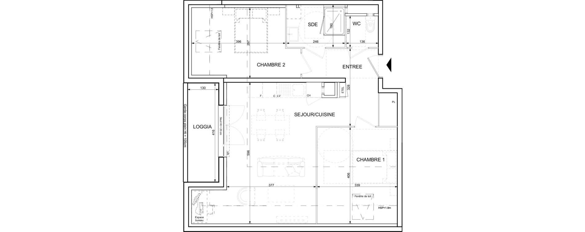 Appartement T3 de 57,50 m2 &agrave; Ifs Centre