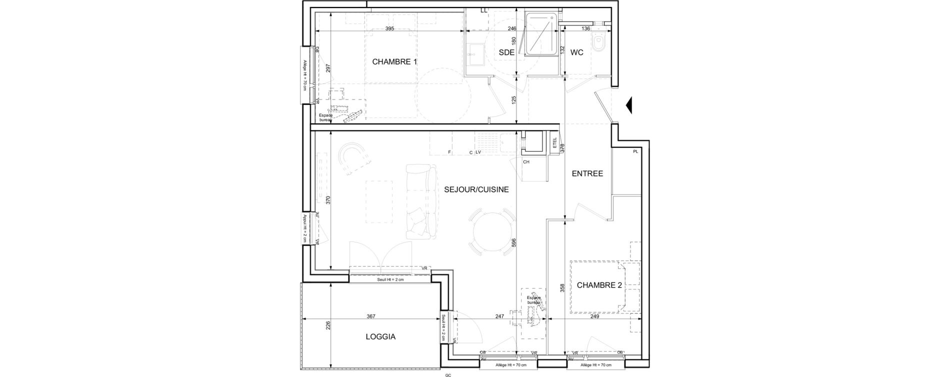 Appartement T3 de 65,28 m2 &agrave; Ifs Centre