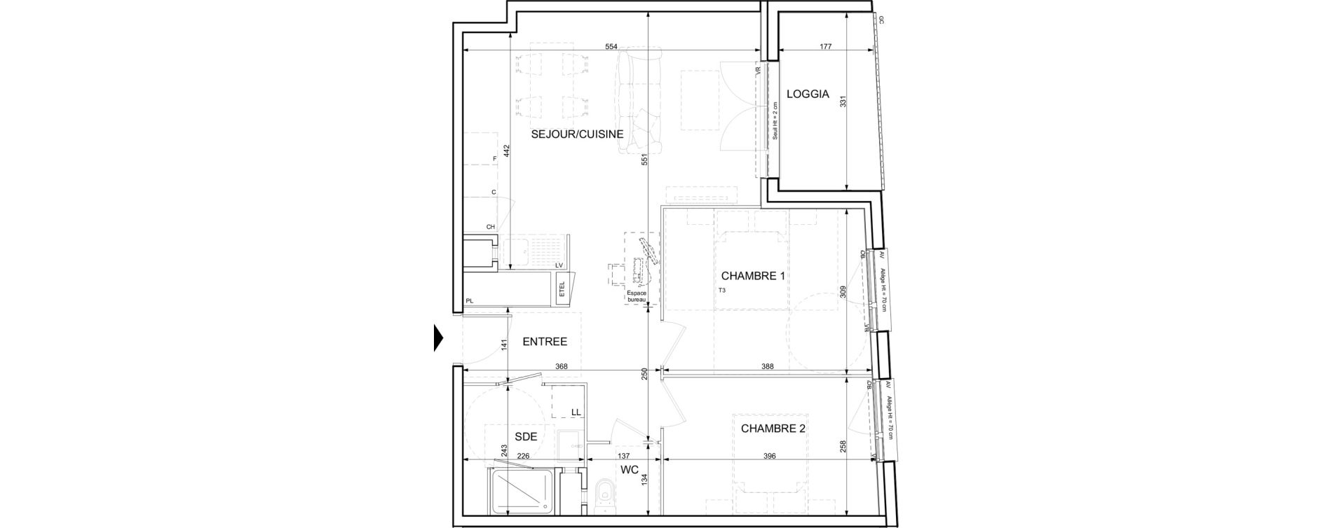 Appartement T3 de 61,95 m2 &agrave; Ifs Centre