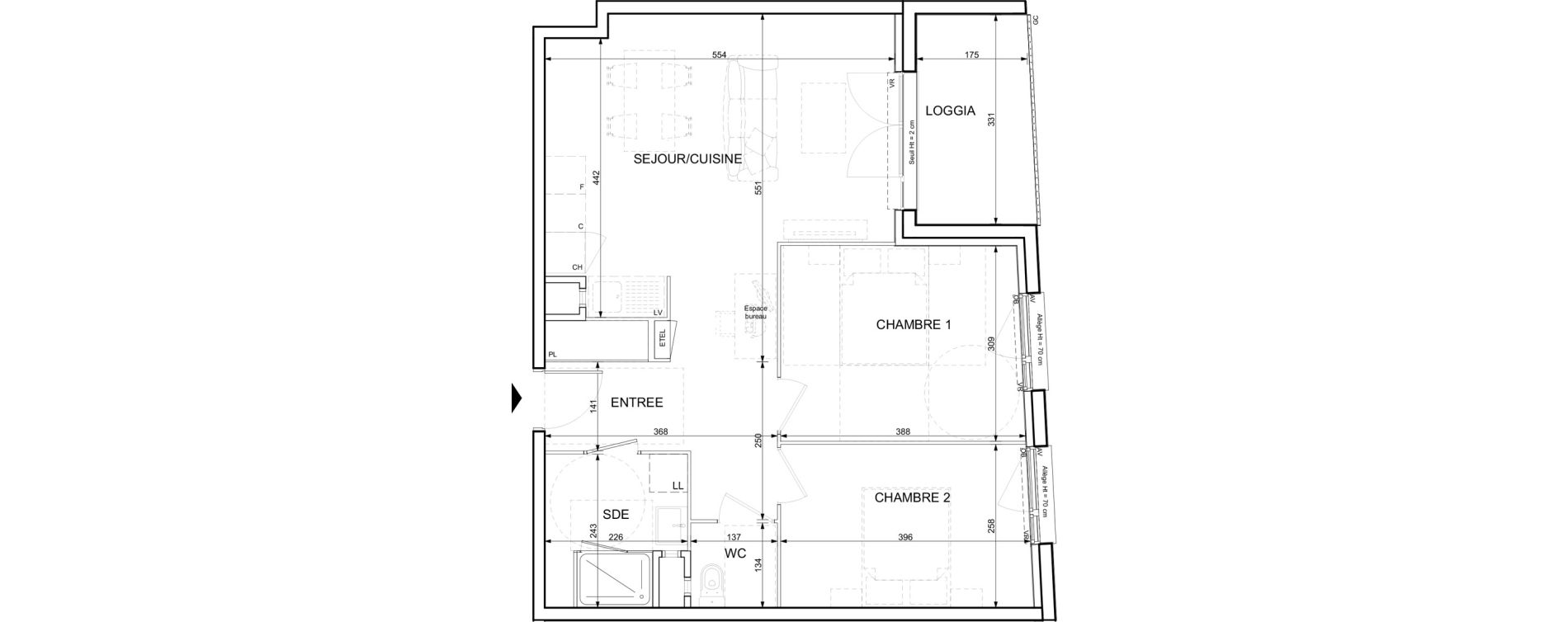 Appartement T3 de 61,95 m2 &agrave; Ifs Centre