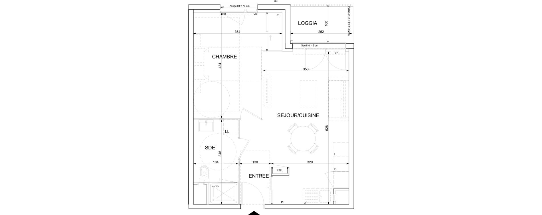 Appartement T2 de 44,14 m2 &agrave; Ifs Centre