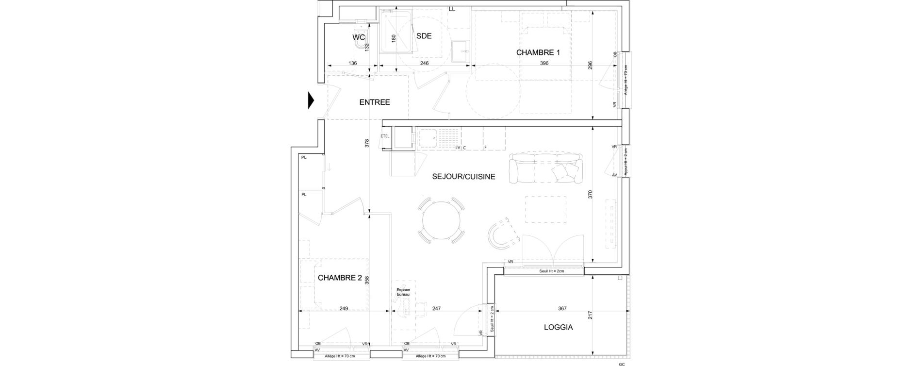 Appartement T3 de 65,25 m2 &agrave; Ifs Centre