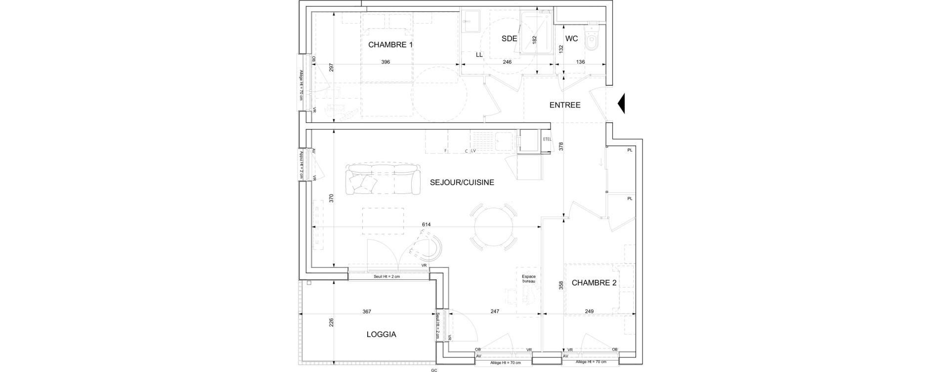 Appartement T3 de 65,41 m2 &agrave; Ifs Centre