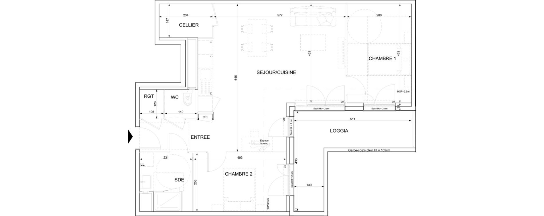 Appartement T3 de 72,76 m2 &agrave; Ifs Centre