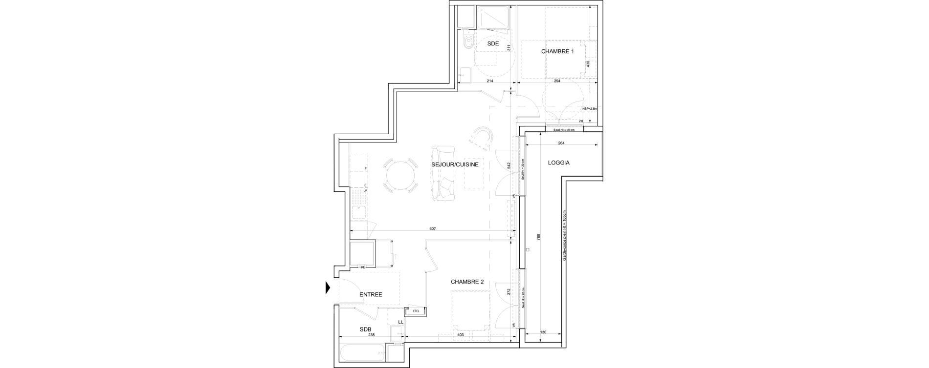 Appartement T3 de 71,84 m2 &agrave; Ifs Centre