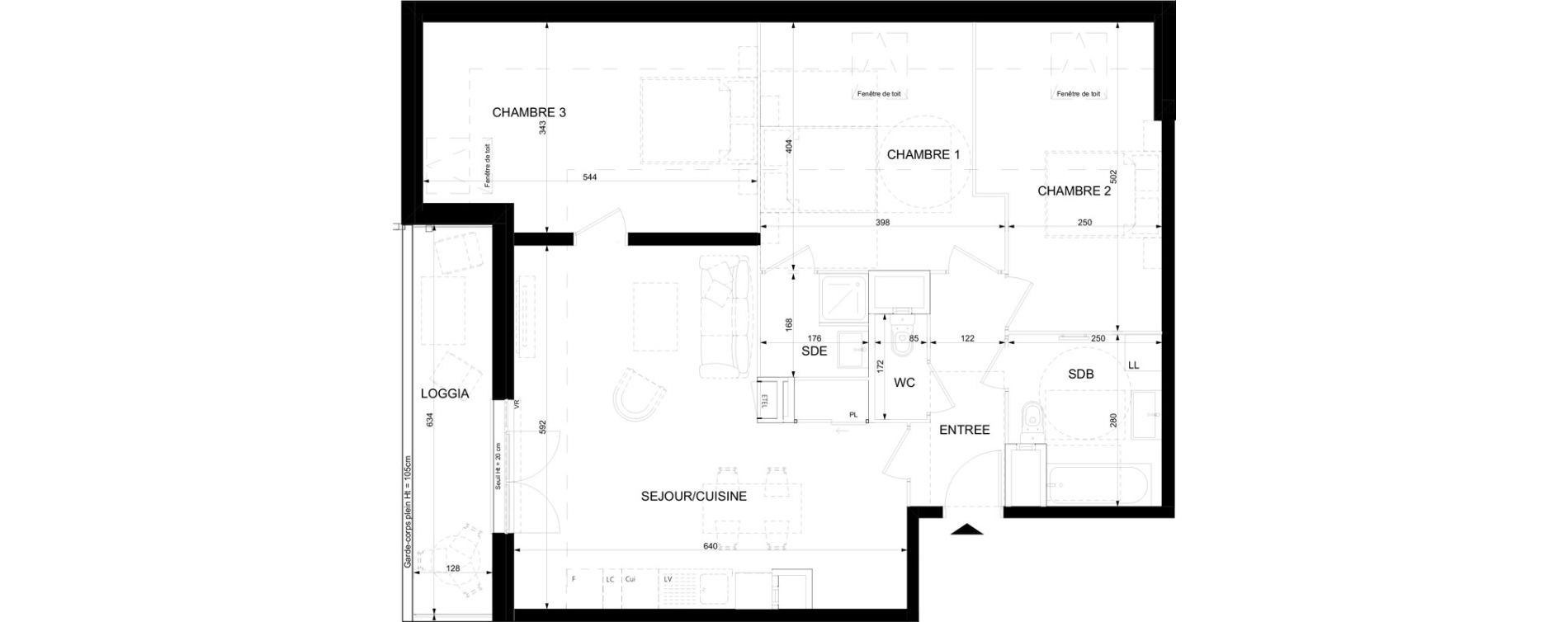 Appartement T4 de 82,23 m2 &agrave; Ifs Centre