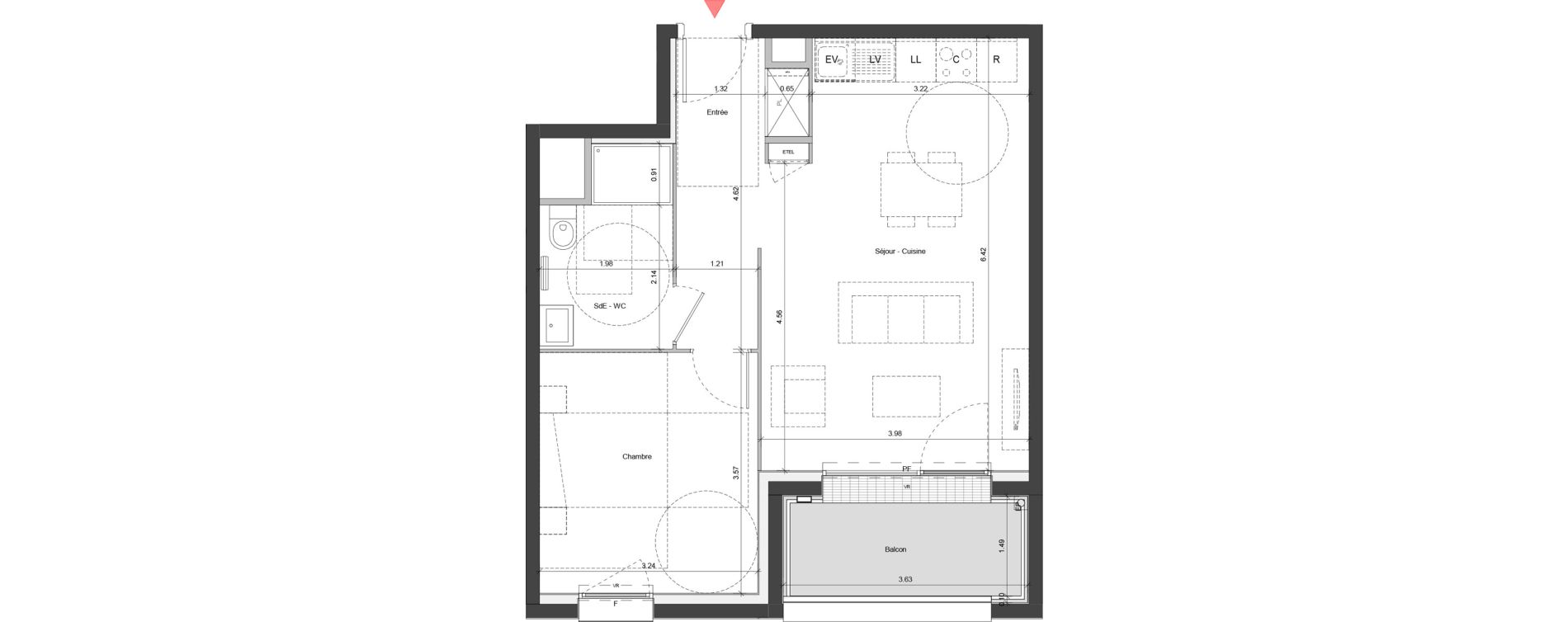 Appartement T2 de 47,56 m2 &agrave; Ifs Centre