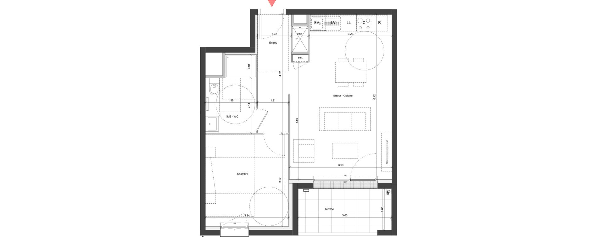 Appartement T2 de 47,56 m2 &agrave; Ifs Centre