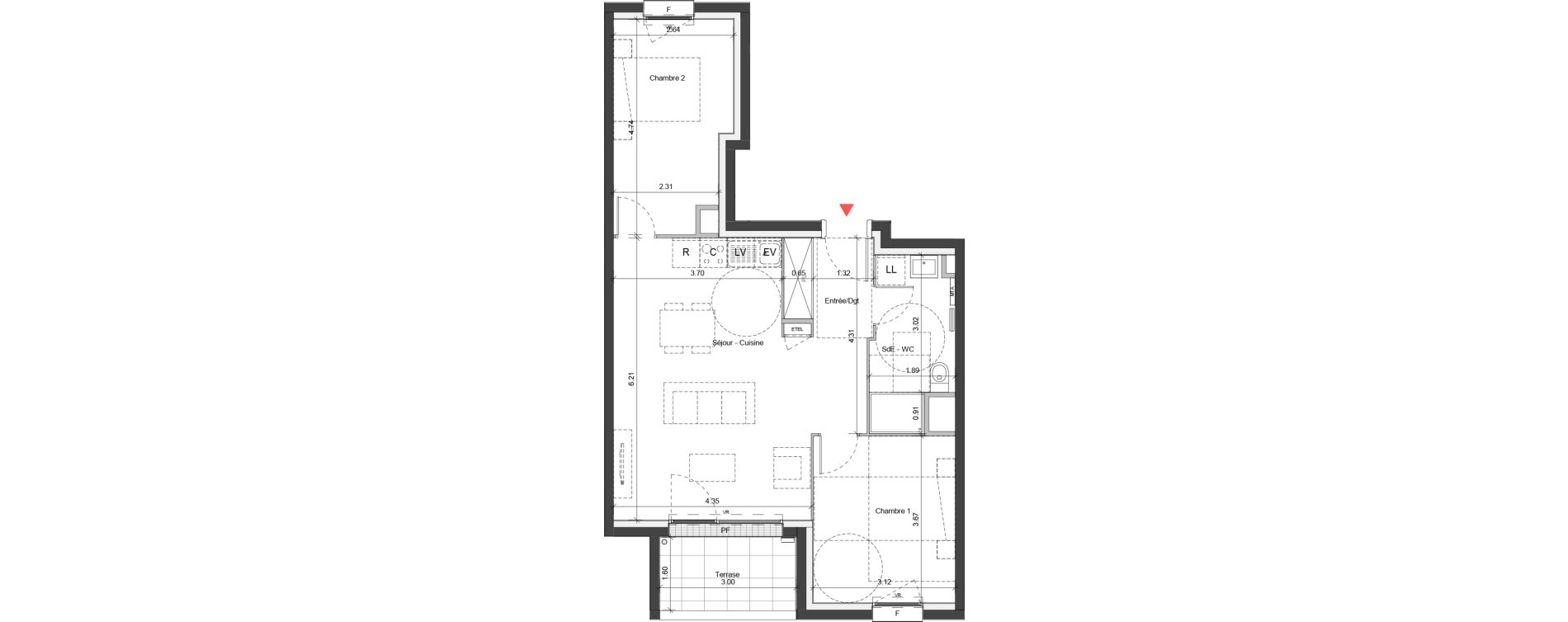 Appartement T3 de 62,05 m2 &agrave; Ifs Centre