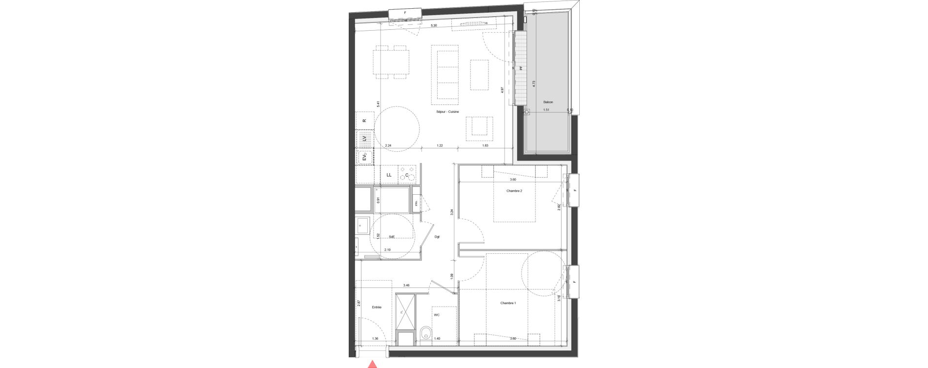 Appartement T3 de 66,56 m2 &agrave; Ifs Centre