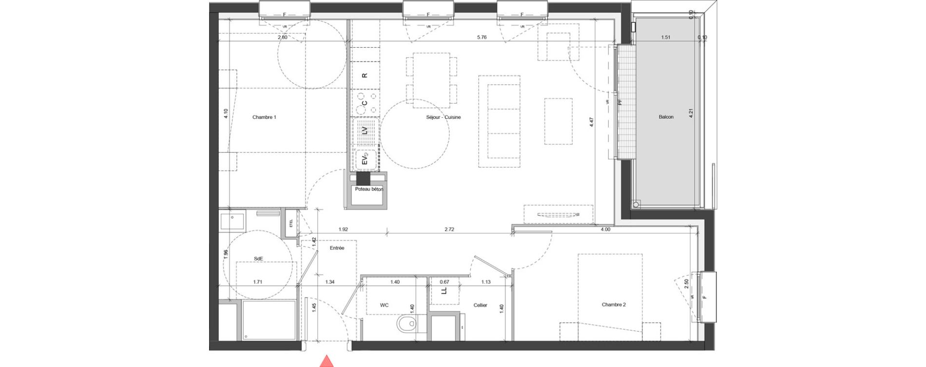 Appartement T3 de 62,24 m2 &agrave; Ifs Centre