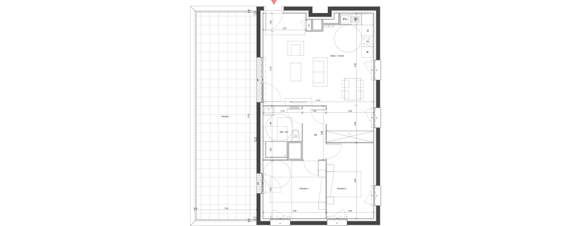 Appartement T3 de 66,47 m2 &agrave; Ifs Centre