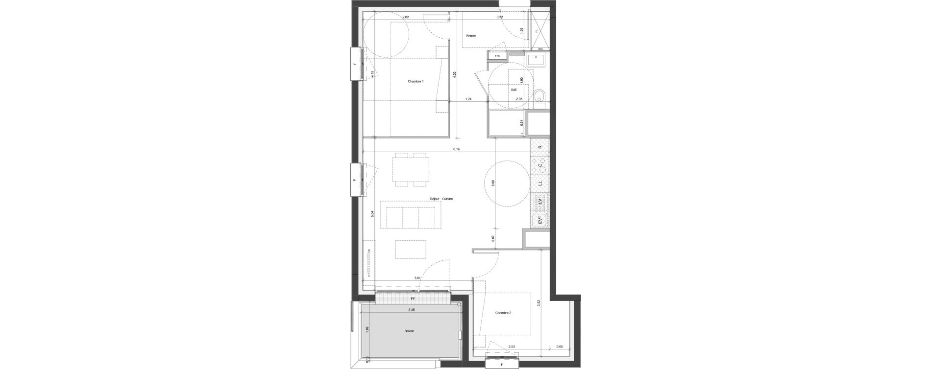 Appartement T3 de 62,03 m2 &agrave; Ifs Centre