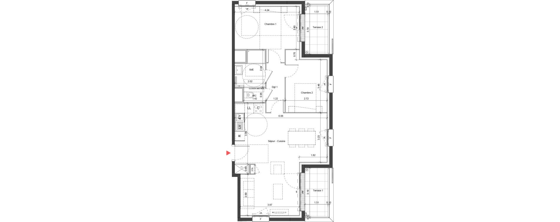 Appartement T3 de 66,78 m2 &agrave; Ifs Centre