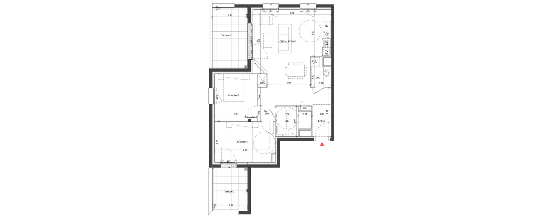 Appartement T3 de 63,64 m2 &agrave; Ifs Centre