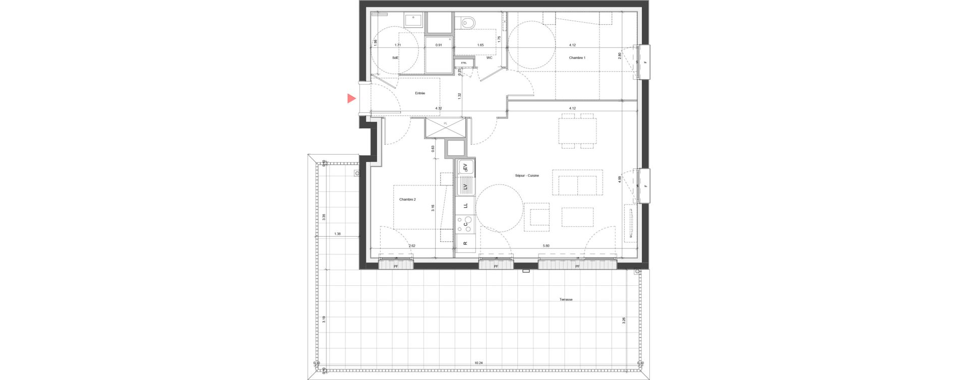 Appartement T3 de 63,43 m2 &agrave; Ifs Centre