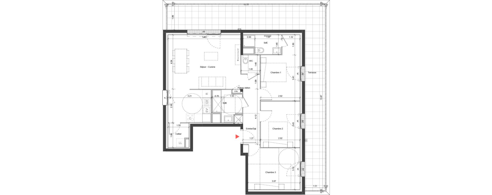 Appartement T4 de 83,88 m2 &agrave; Ifs Centre