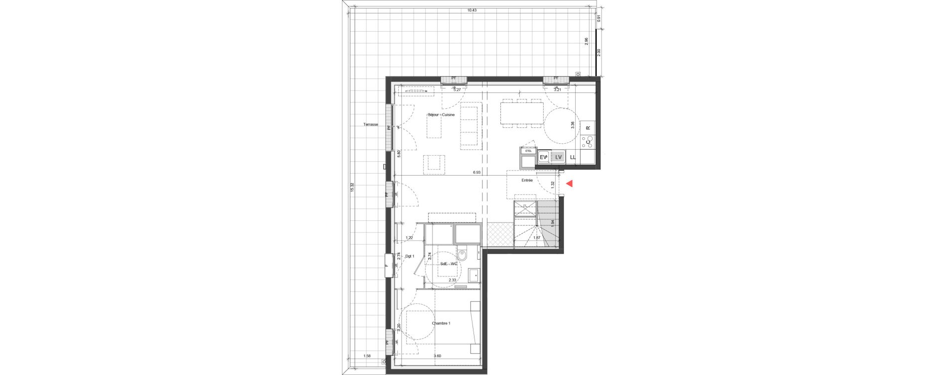 Duplex T4 de 103,40 m2 &agrave; Ifs Centre