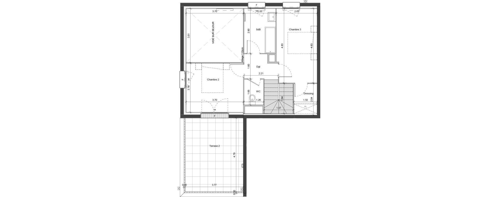 Duplex T4 de 103,40 m2 &agrave; Ifs Centre