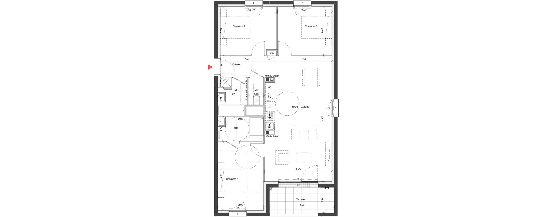 Appartement T4 de 80,83 m2 &agrave; Ifs Centre