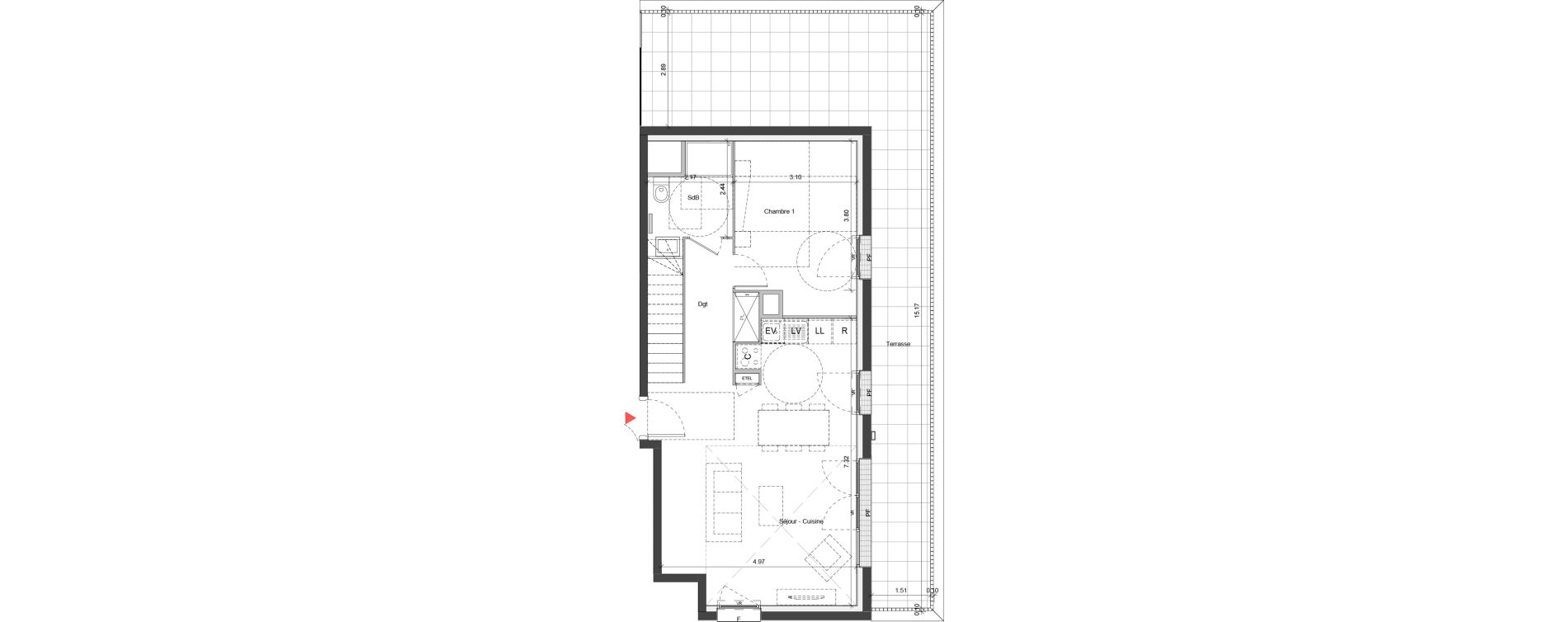 Duplex T5 de 103,27 m2 &agrave; Ifs Centre