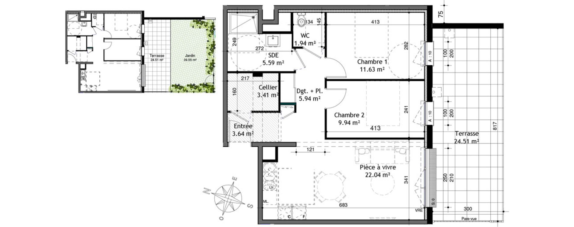Appartement T3 de 64,14 m2 &agrave; Ifs Centre
