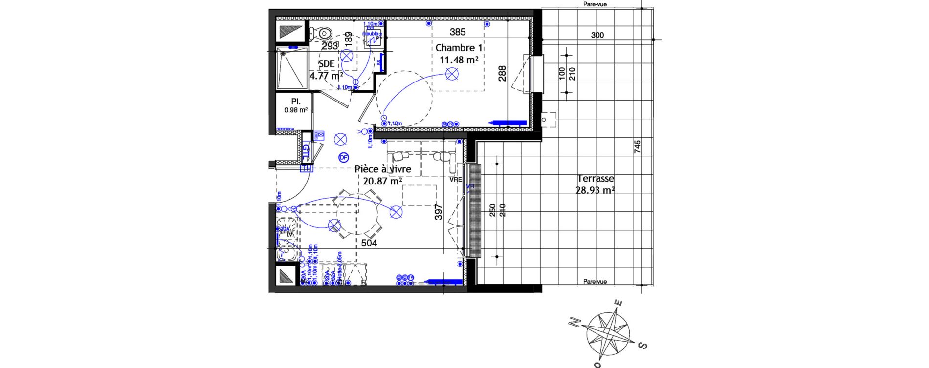 Appartement T2 de 38,11 m2 &agrave; Ifs Centre