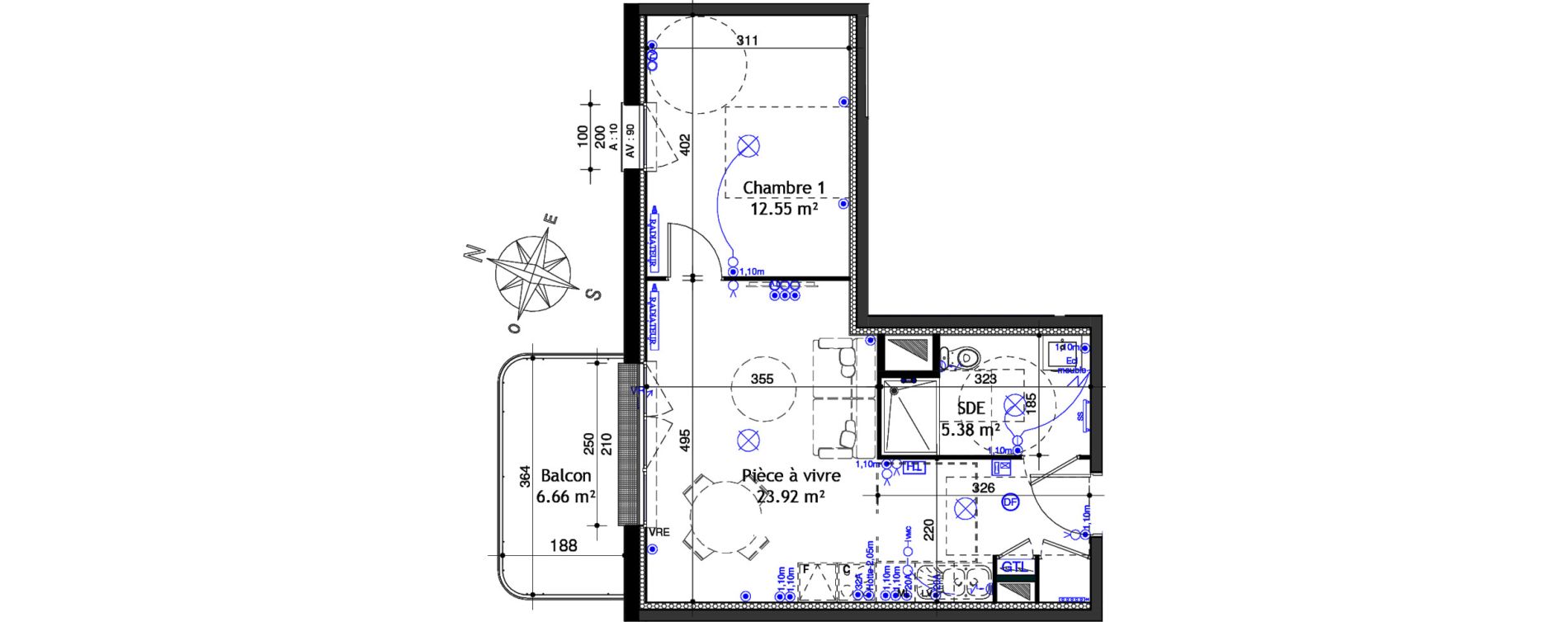 Appartement T2 de 41,85 m2 &agrave; Ifs Centre