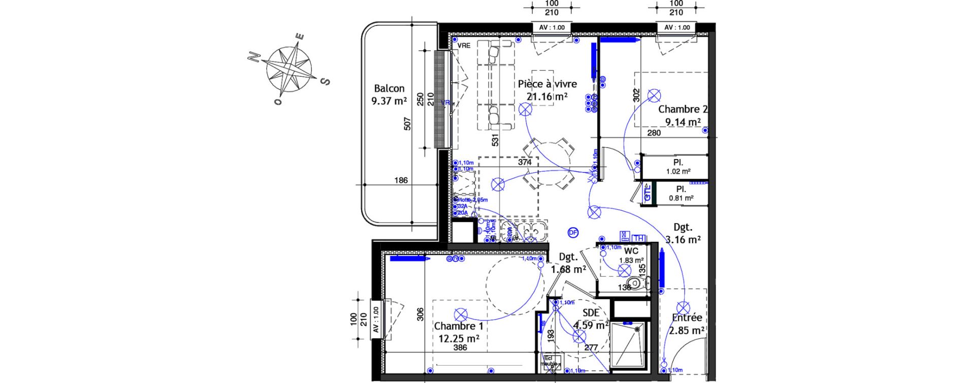 Appartement T3 de 58,49 m2 &agrave; Ifs Centre