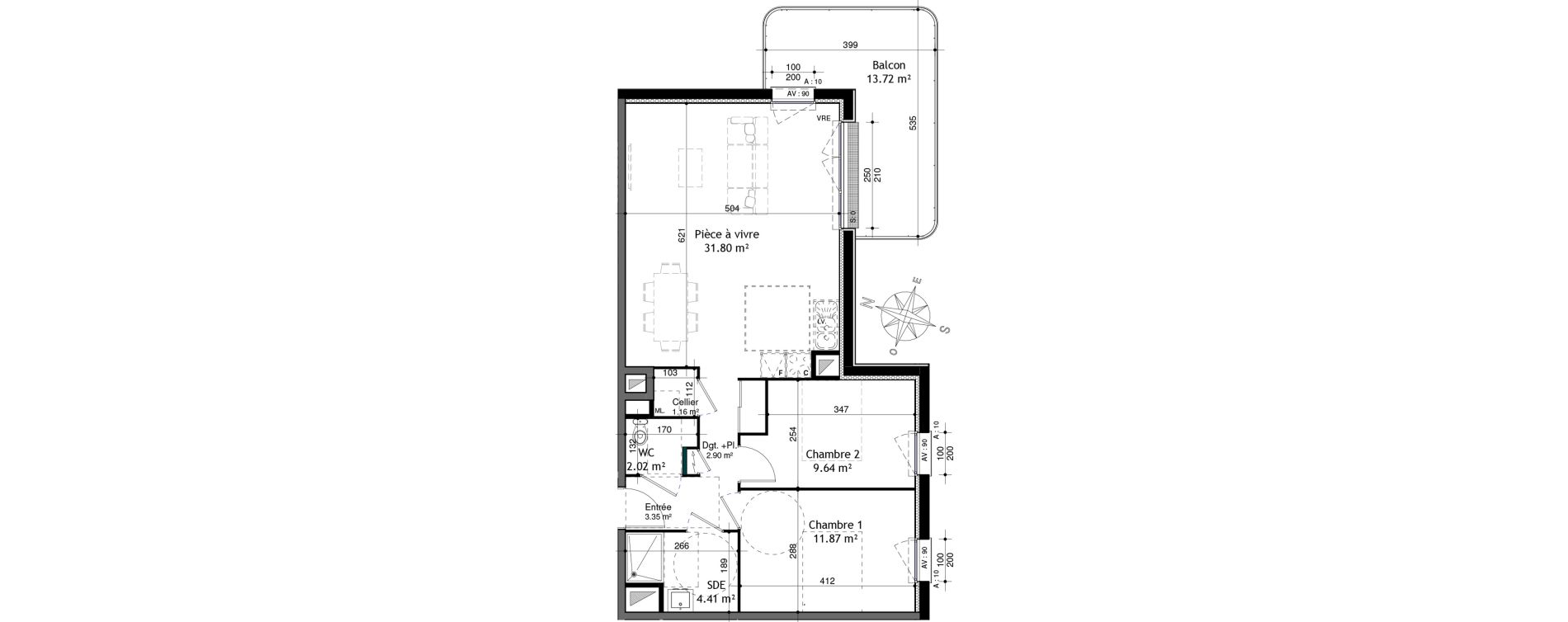 Appartement T3 de 67,14 m2 &agrave; Ifs Centre