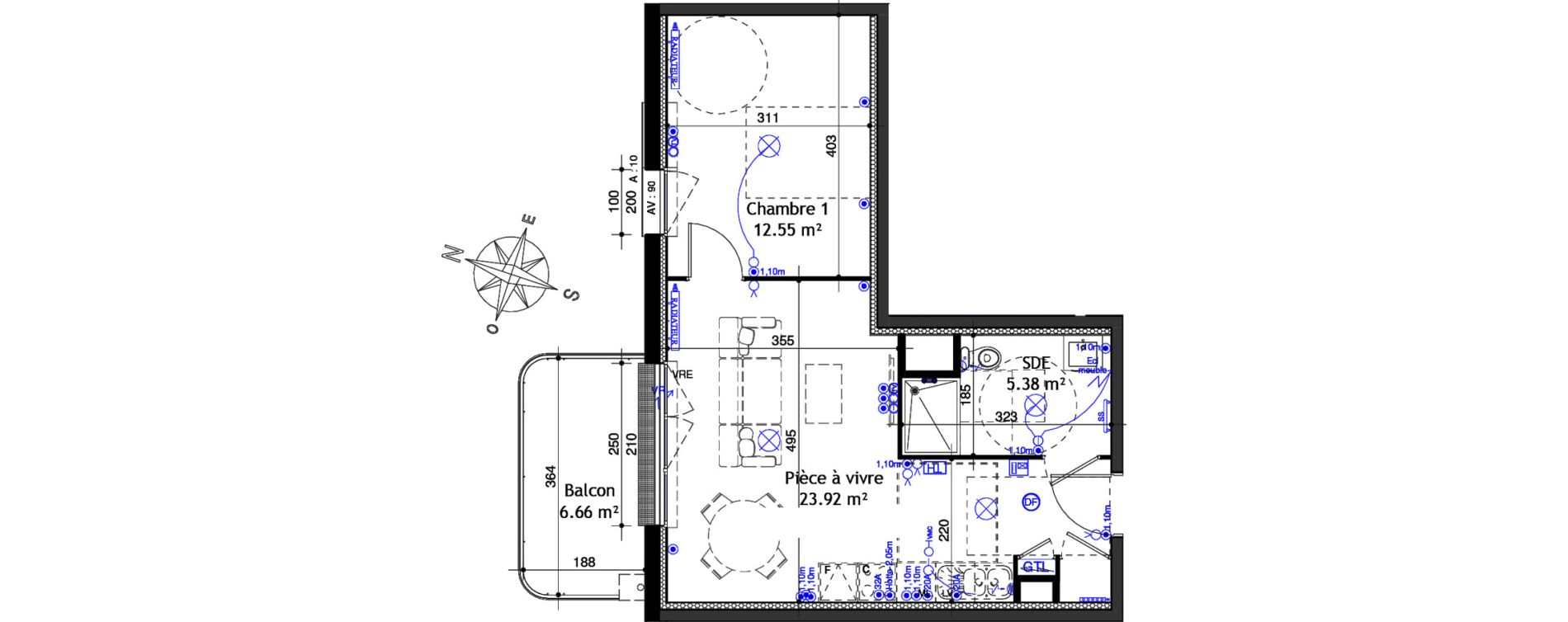 Appartement T2 de 41,85 m2 &agrave; Ifs Centre