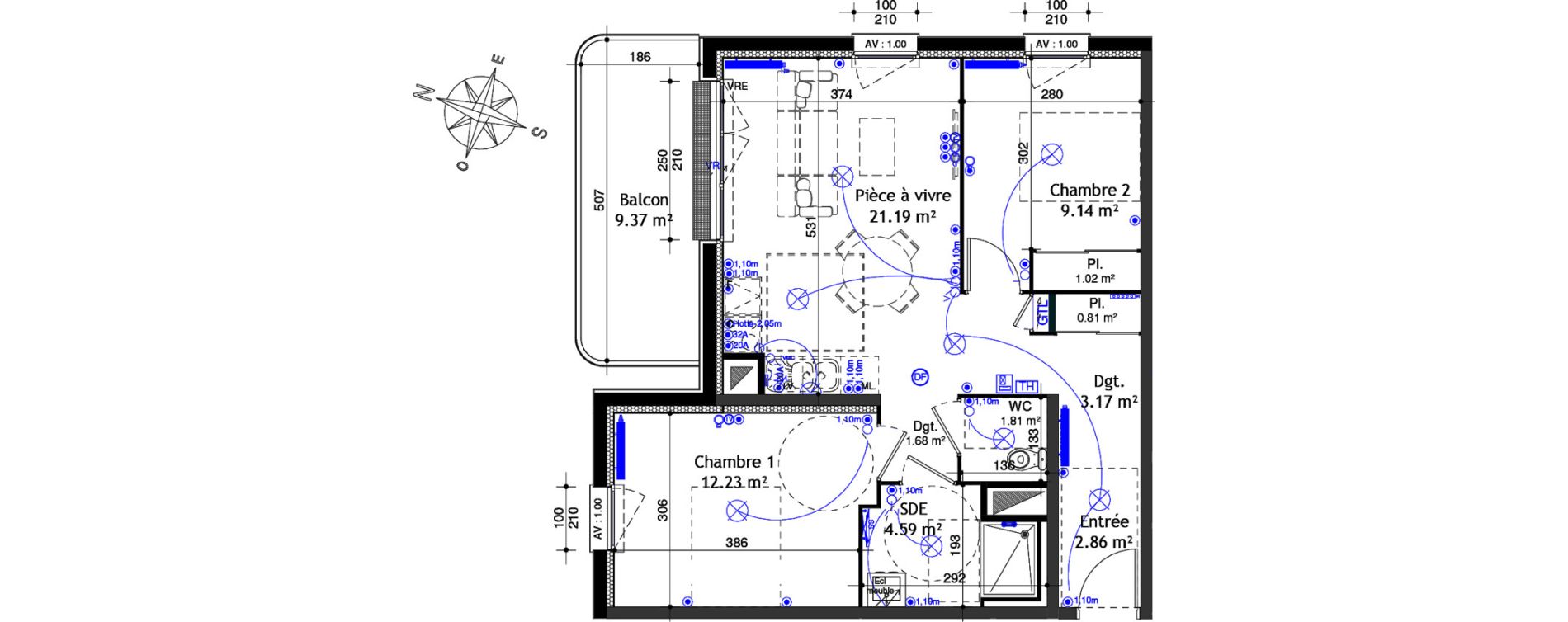 Appartement T3 de 58,49 m2 &agrave; Ifs Centre