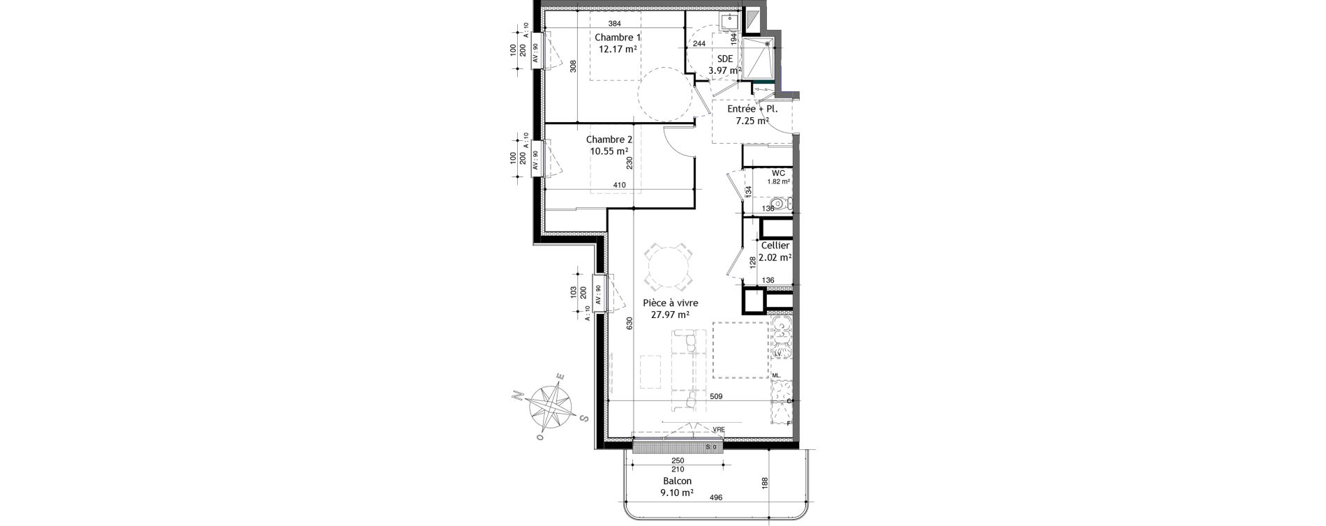 Appartement T3 de 65,74 m2 &agrave; Ifs Centre