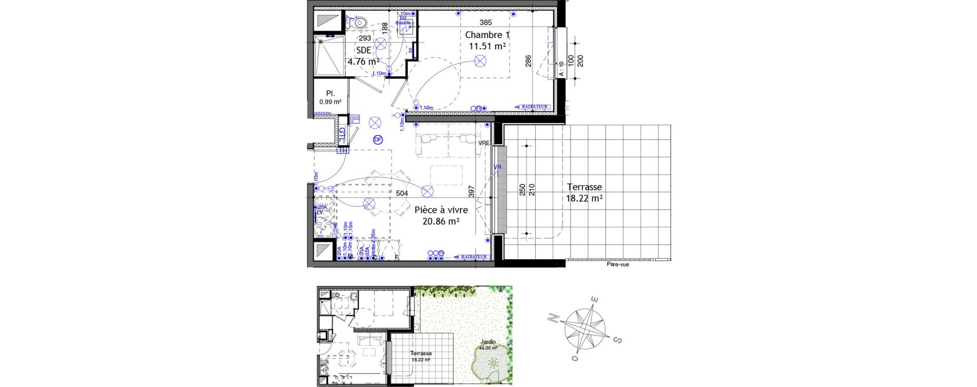 Appartement T2 de 38,11 m2 &agrave; Ifs Centre