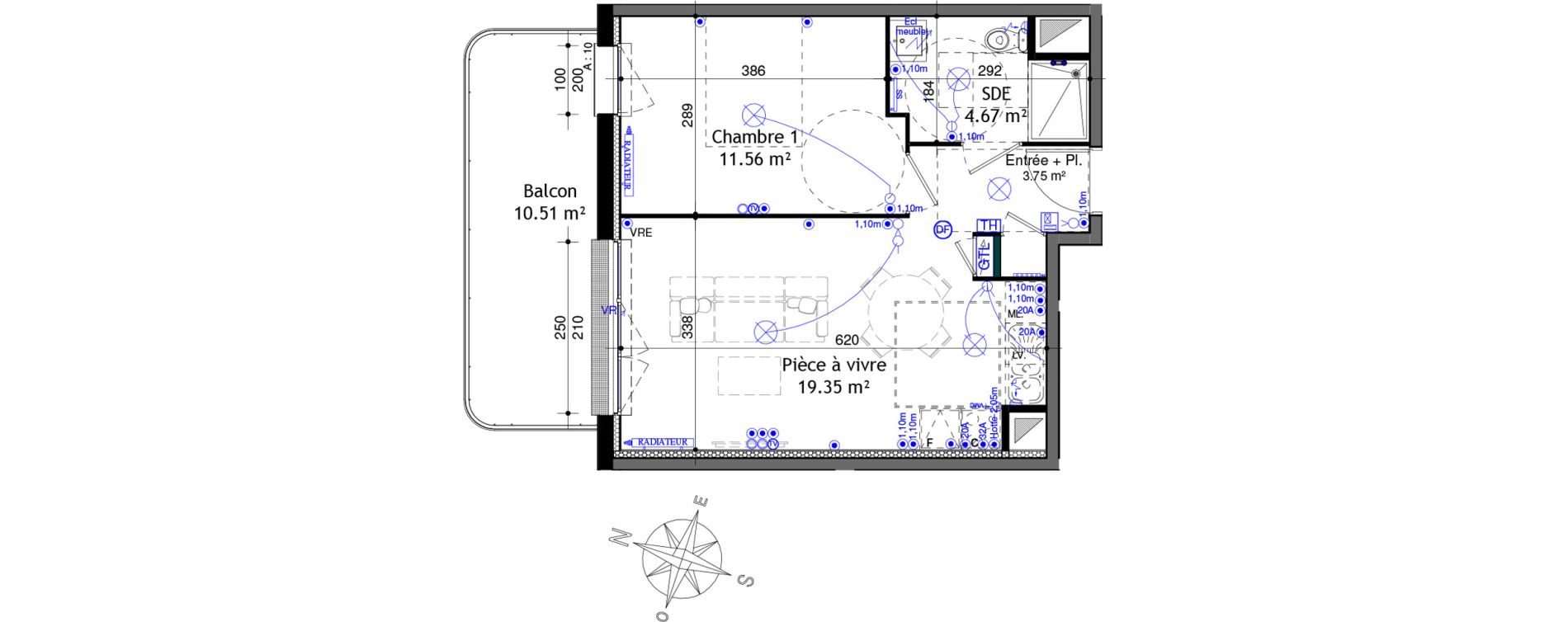 Appartement T2 de 39,33 m2 &agrave; Ifs Centre