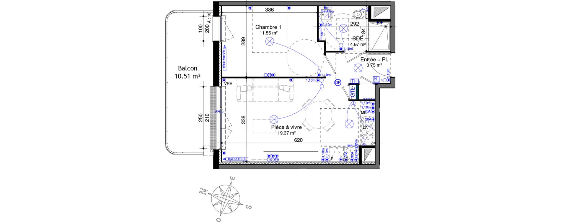 Appartement T2 de 39,35 m2 &agrave; Ifs Centre