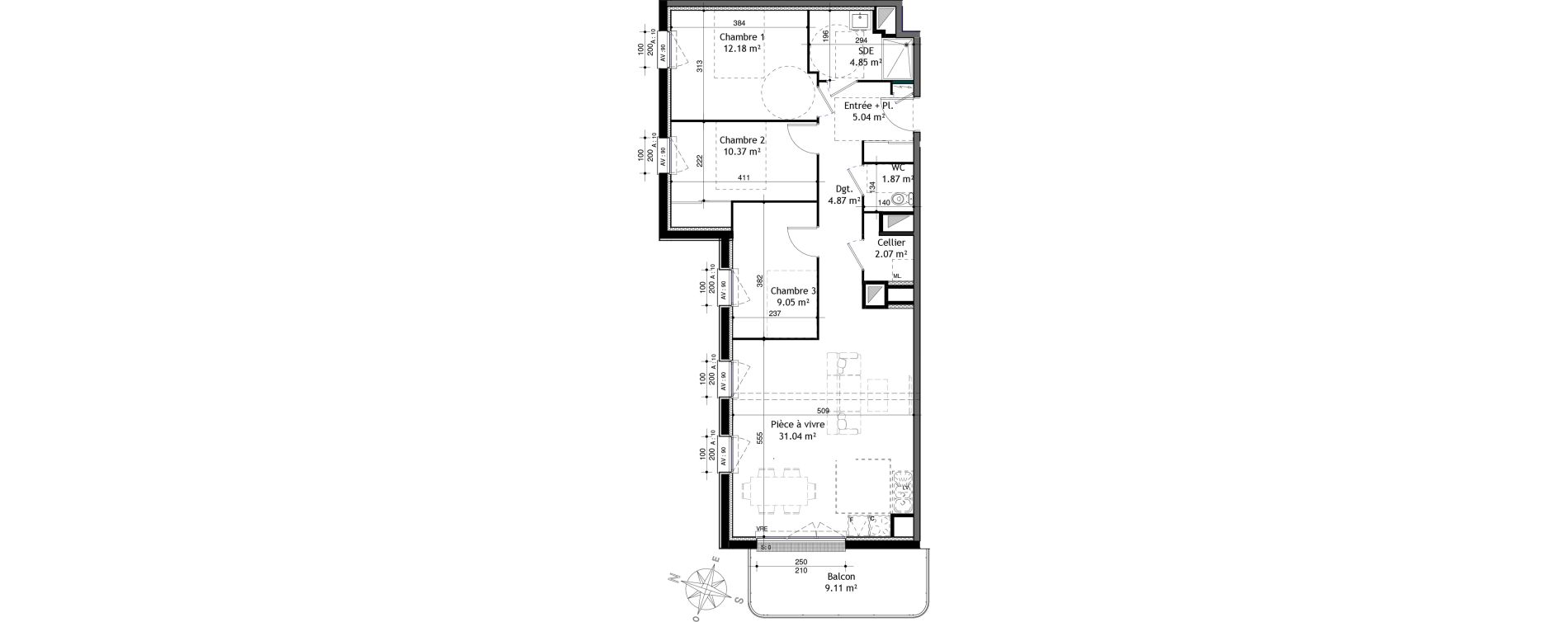 Appartement T4 de 81,35 m2 &agrave; Ifs Centre