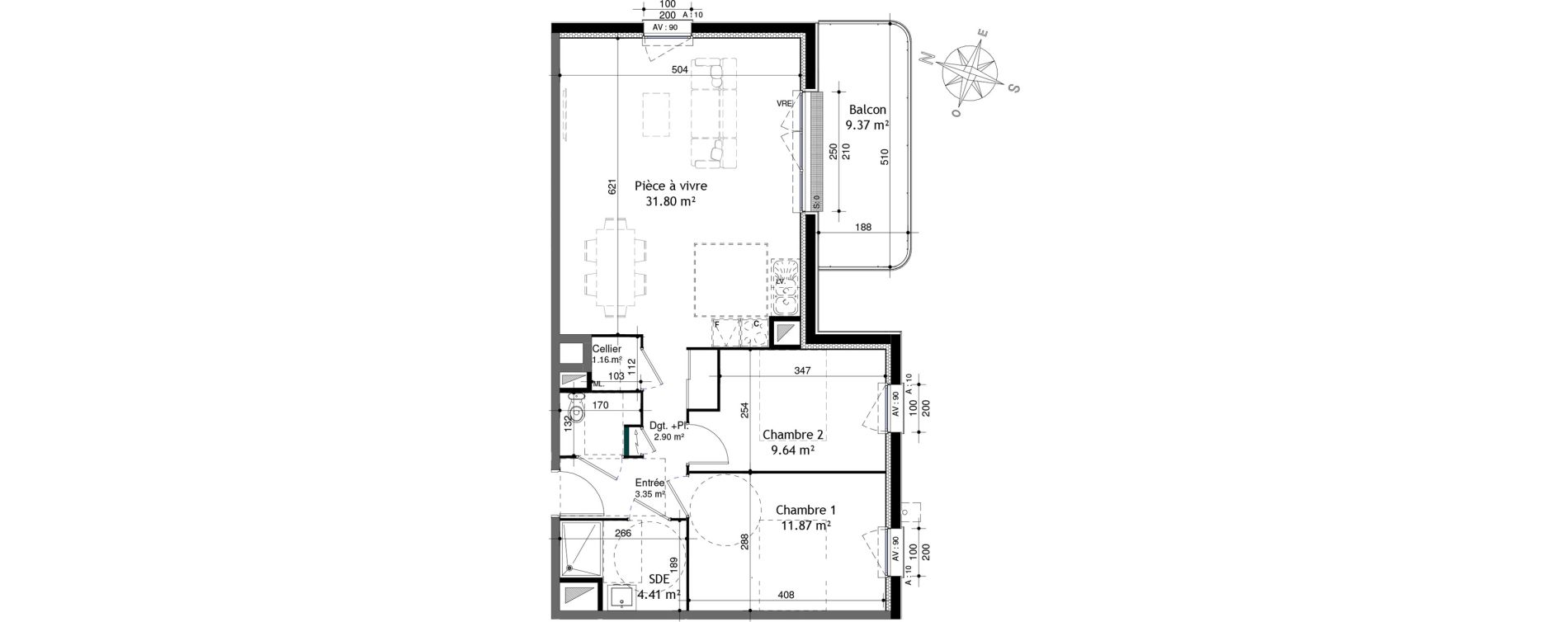 Appartement T3 de 67,14 m2 &agrave; Ifs Centre