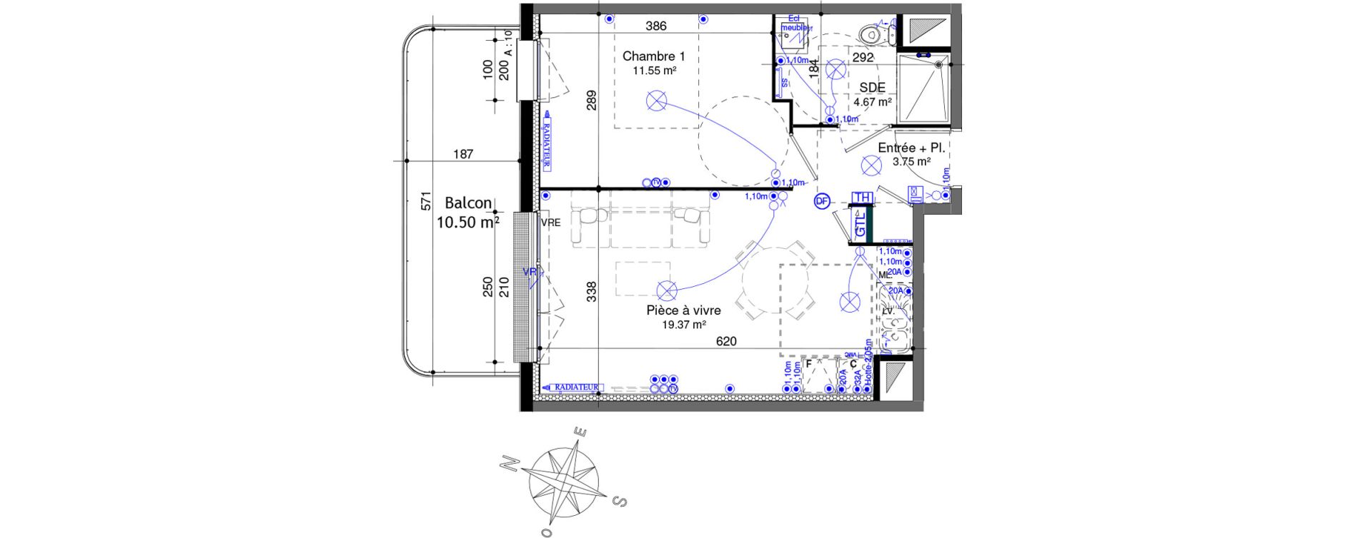 Appartement T2 de 39,35 m2 &agrave; Ifs Centre