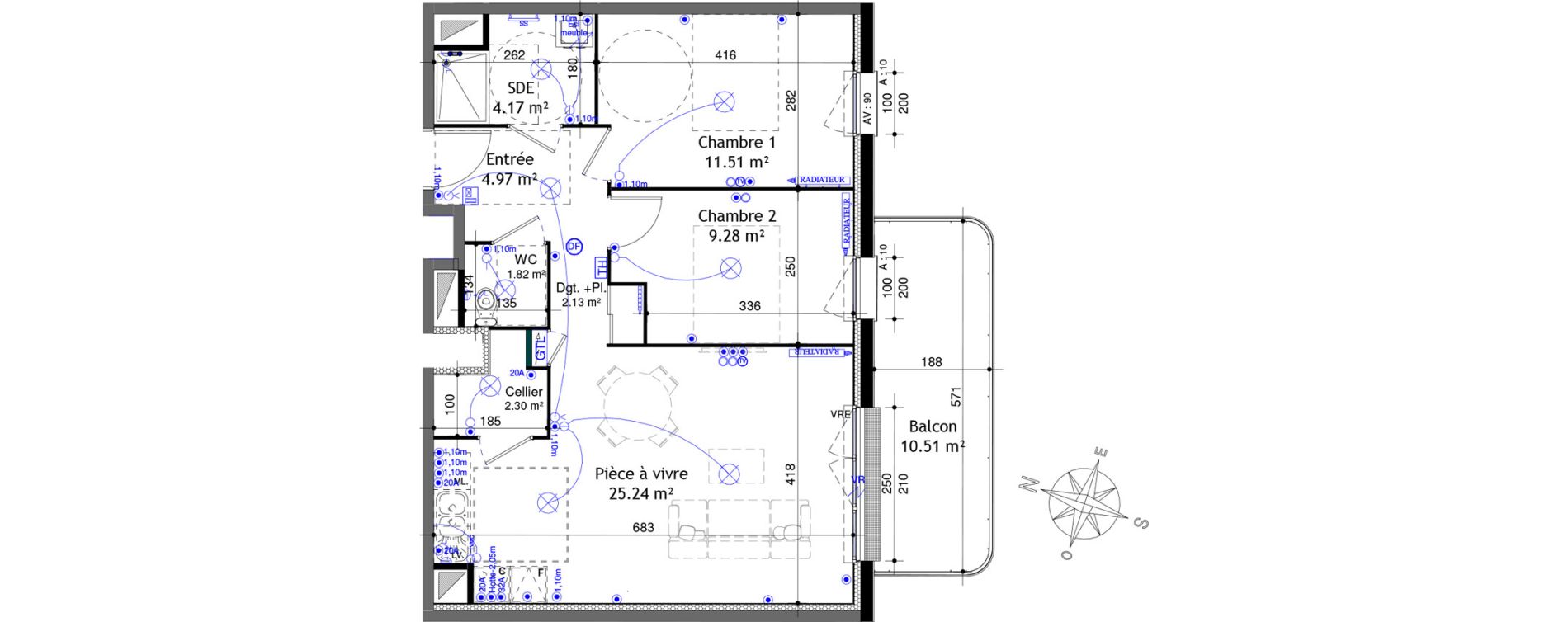 Appartement T3 de 61,45 m2 &agrave; Ifs Centre