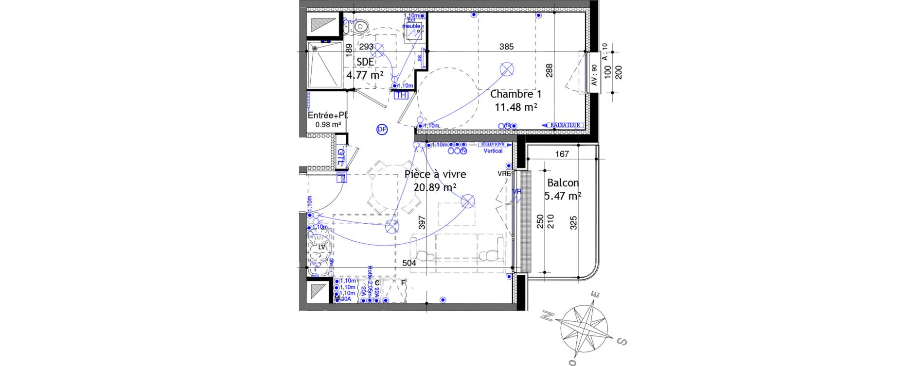 Appartement T2 de 38,12 m2 &agrave; Ifs Centre