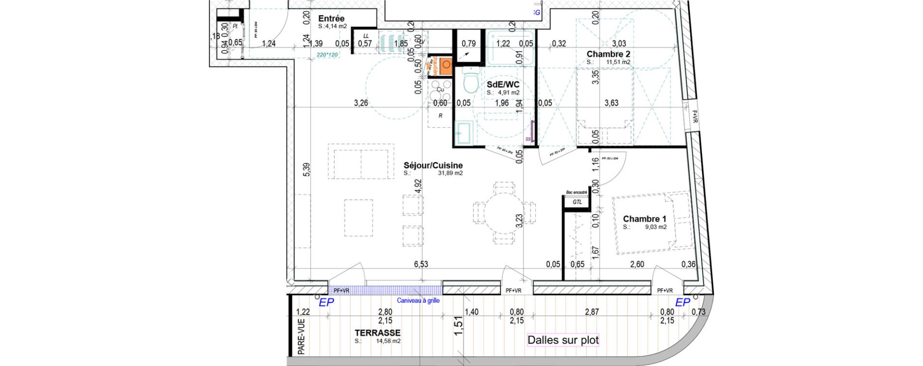 Appartement T3 de 61,48 m2 &agrave; Ifs Centre