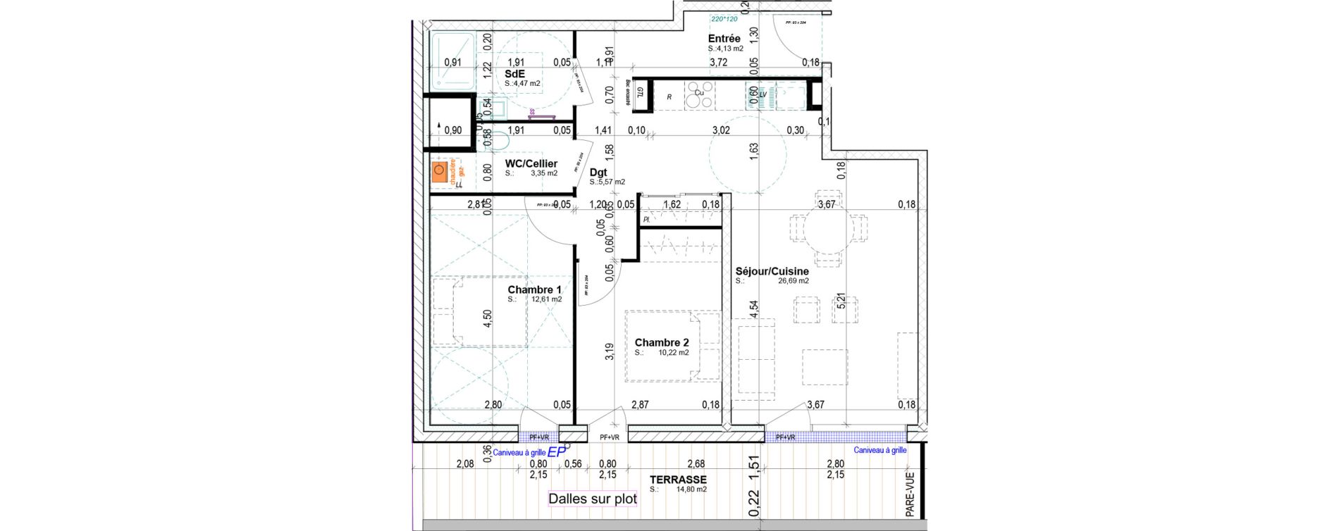 Appartement T3 de 67,04 m2 &agrave; Ifs Centre