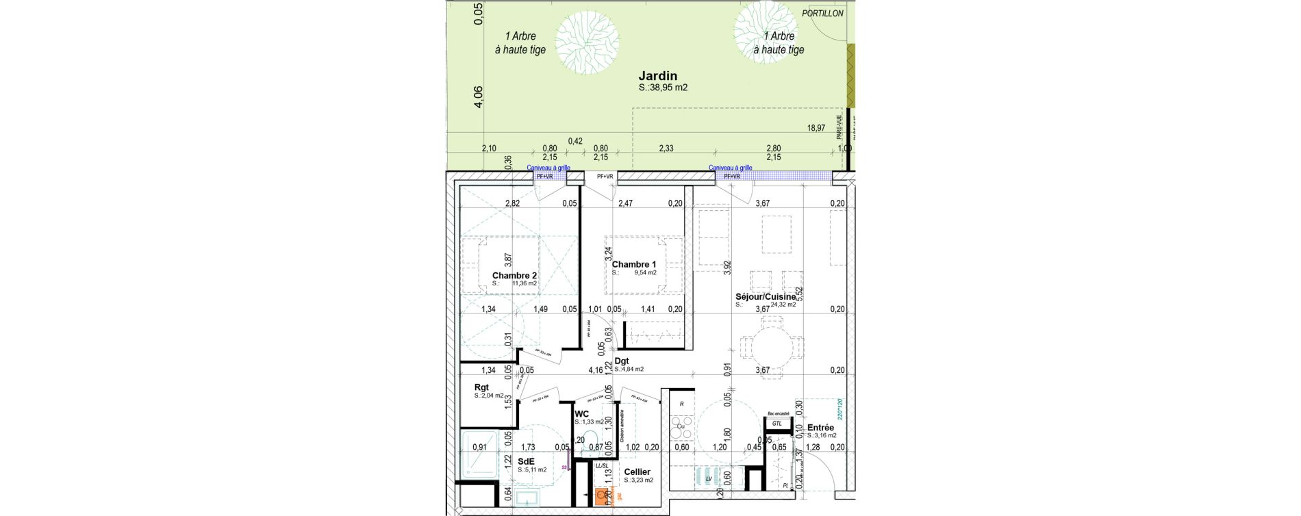 Appartement T3 de 64,93 m2 &agrave; Ifs Centre