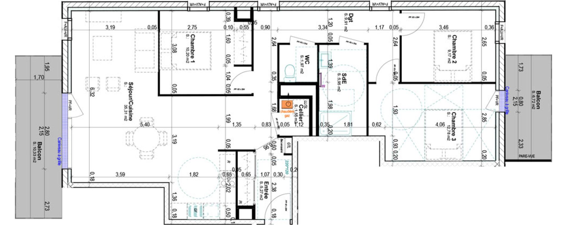 Appartement T4 de 92,11 m2 &agrave; Ifs Centre